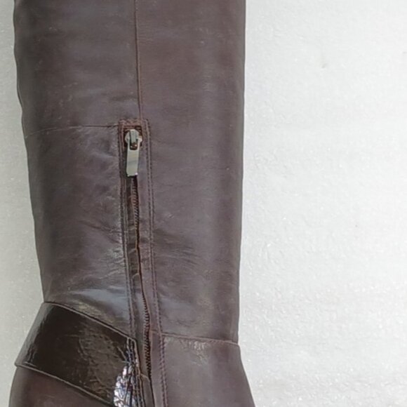 Gianni Bini Dark Brown Leather Knee High Stiletto Boots Women's 8 18¾" Shaft VG - Picture 9 of 15